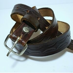 Vintage Western Leather Cowgirl Belt Tooled Leather Belt